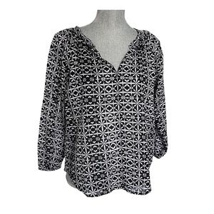VELVET by GRAHAM & SPENCER Black and White Floral Print Blouse S